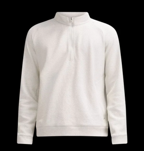 Lululemon Men's Double-Knit Cotton Half Zip- Heathered Bone White Grayish Large - Picture 1 of 6